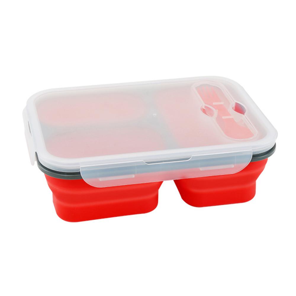 

Silicone world 1300ml Silicone Collapsible Portable Lunch Box Large Capacity Bowl Lunch Bento Box Folding Lunchbox Eco-Friendly 3&1 красный