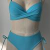 Neuer Europäischer und Amerikanischer Damen Einteiler Stahlblechform Tasse Kreuz Dünner Schultergurt Sexy Einfacher Bikini Zweiteiler Badeanzug Damen