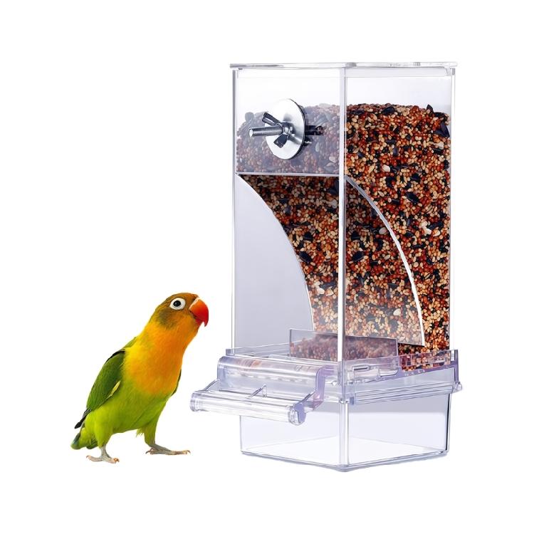 

Transparent PET Automatic Bird Feeder Hanging Anti Scatter Design Prevents Food Waste Easy Installation Space Saving For Bird Cages 1