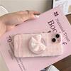 Magnetic pink bow phone case with holder For iPhone 11 12 13 14 15 16 17 Pro max