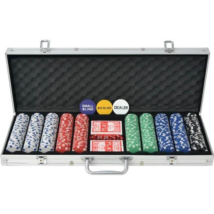 VidaXL Jeu de poker avec 500 jetons Aluminium
