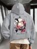 Felpa con cappuccio vintage da uomo Autunno Drago giapponese tradizionale Telaio Luna Fiori di ciliegio Stampa posteriore Larga Streetwear asiatico Felpa con cappuccio