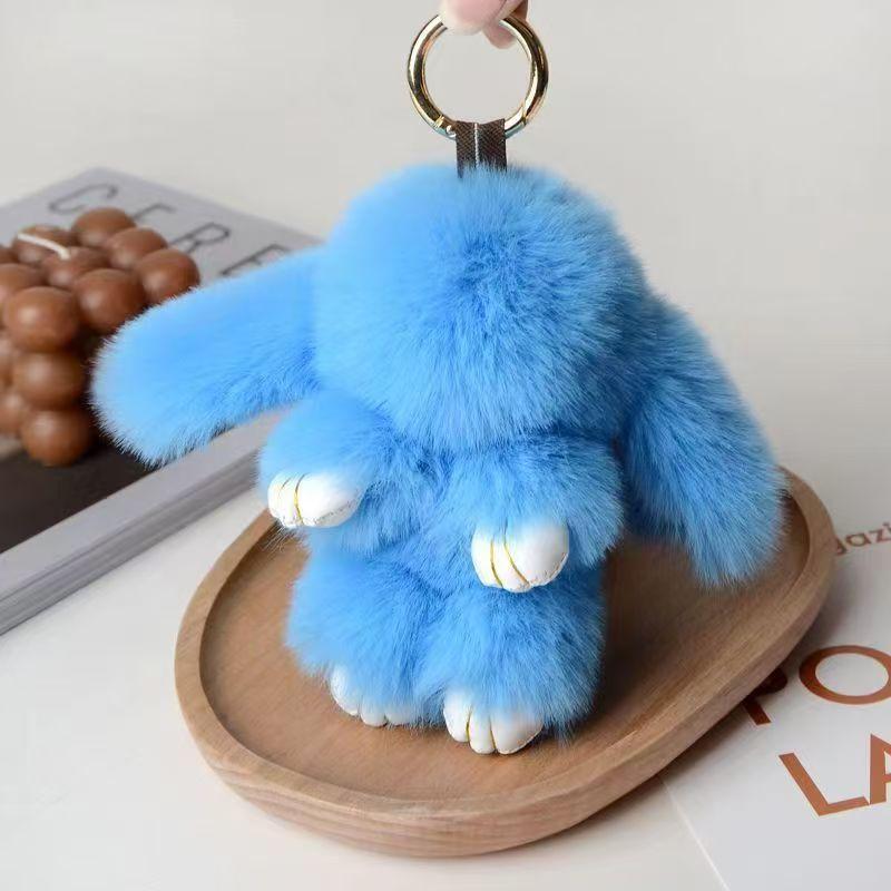 Fluffy Rabbit Fur Pompon Bunny Keychain Soft Cute Rabbit Toy Key Chain Bag Decoration Accessories Gift for Girls