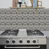 10Pcs French Vintage Dark Grey Tile Stickers Faux 3D Sunflower Texture Wall Decals Waterproof Anti-Slip Backsplash Wallpaper for Kitchen Bathroom