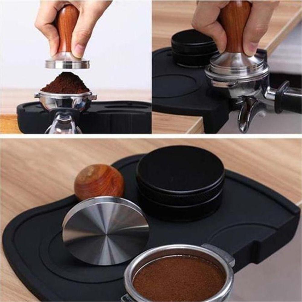 Schwarzer Holzgriff Massivholz Espresso Kaffeetamper Kaffeeverteiler Nivellierwerkzeug Siebträger
