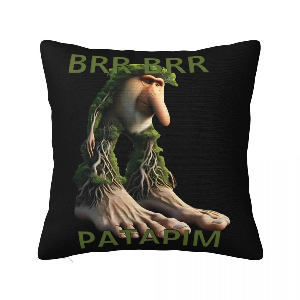 Brr Brr Patapim Italian Brainrot Pillowcase Polyester Cushion Cover Decor Meme Throw Pillow Case Cover Home Square 40X40cm