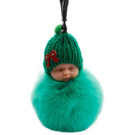 Cute Sleeping Baby Fluffy Fur Plush Doll Pendant?Keychain Key Ring Handbag Decor