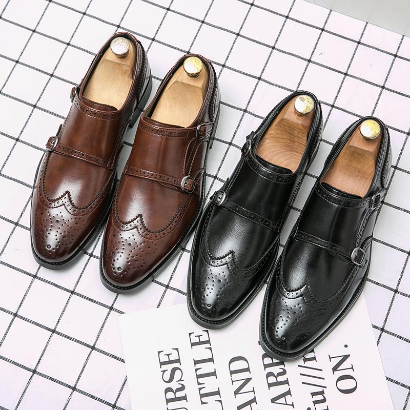 Men's Dress Shoes Brogues Trend Casual Leather Office Shoes Man Social Wedding Leather Formal Oxford Shoes For Men