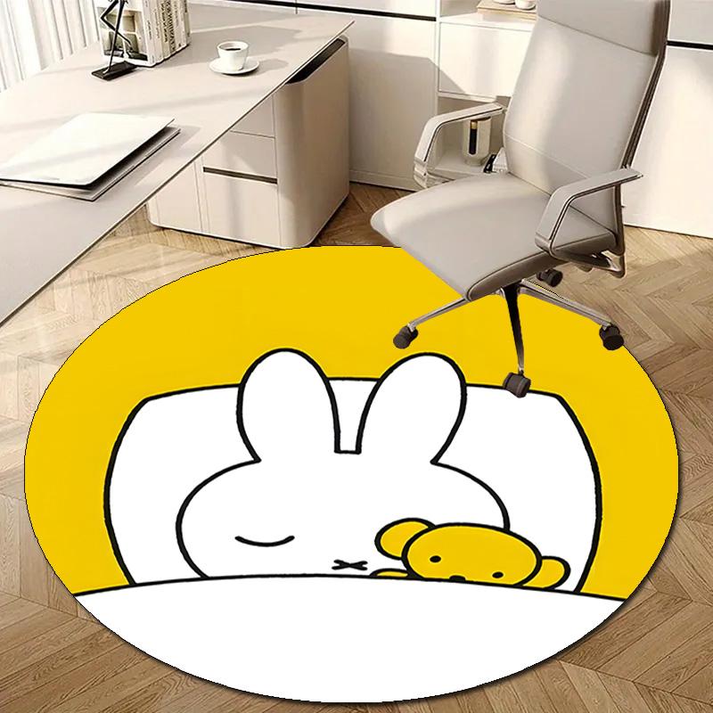 1pc Miffy4 Design Printed Area Round Carpet for Bedroom Living Room Home Decor Rugs Mat Non Slip Mat Rug for Bedside
