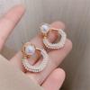 Korean-Style S925 Sterling Silver Rhombus Pearl Dangle Earrings for Women