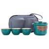 Travel tea set, portable small bag, black pottery, easy to carry outdoors, a pot of three cups of express cup