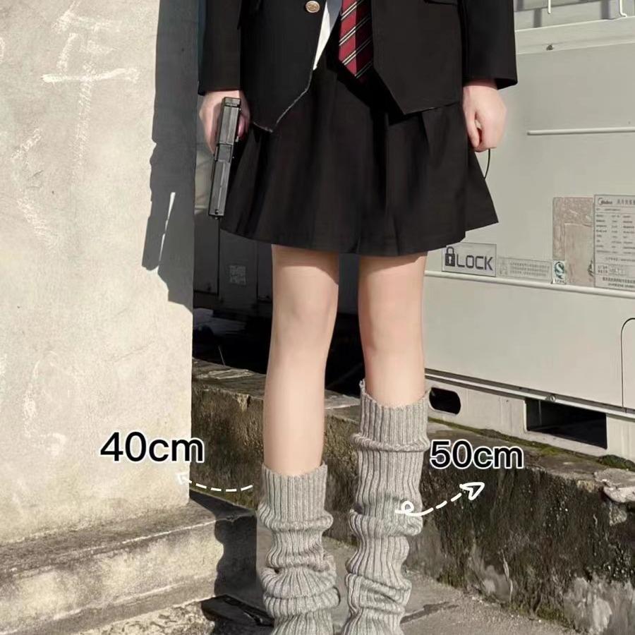 Y2K Harajuku Stil Einfarbige Gestrickte Beinwärmer: Warme lange Socken & Überschuhe für Herbst/Winter