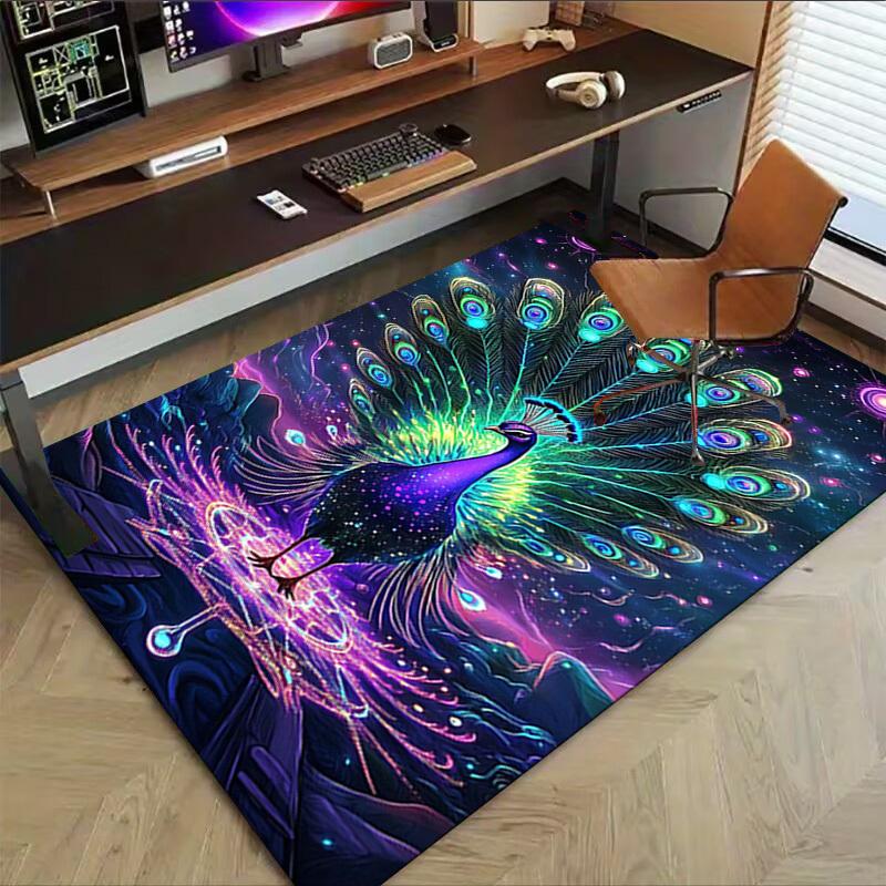 1PC peacock, cosmic Extra Large Non Slip Floor carpet, Office, family, bedroom, Studio   Large Area Rug Indoor Rugs, , Vibrant Colors