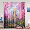 2pcs   2D FLAT PRINTING Curtains (Without Rod) RainbowCastle Popular Creative Curtains Versatile Fabric Curtains Versatile All