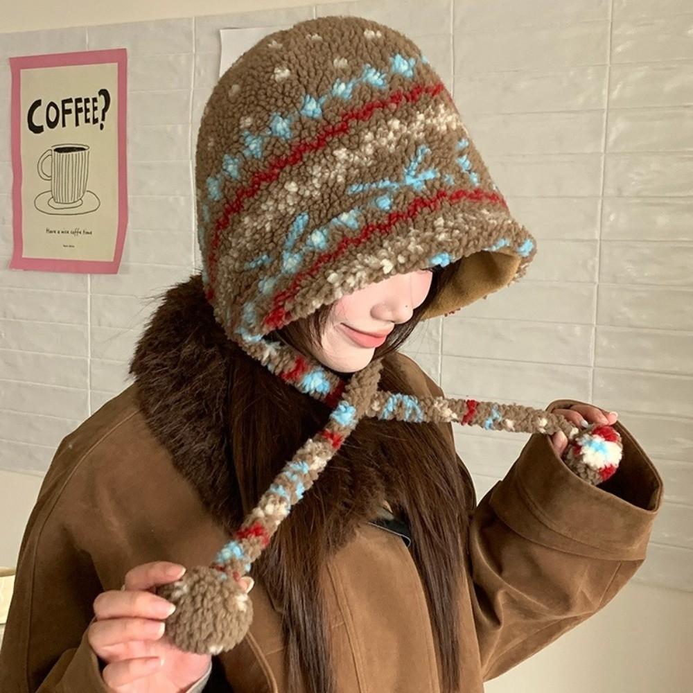 Keep warm Knitted Plush Hat Double-sided Women's Lei Feng Hat Fashion Trapper Hats  Daily Wear