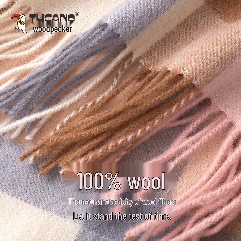 TUCANO Women's 100% Pure Wool Plaid Scarf