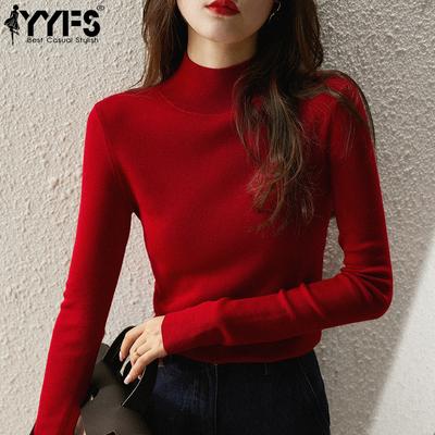 Maglioni mezzo dolcevita a maniche lunghe autunno inverno con stampa tinta unita casual alla moda da donna