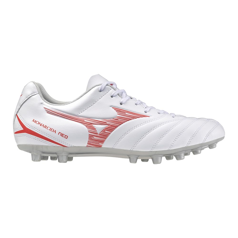 Mizuno Monarcida NEO 3 Select MG Soccer Club White X 3E Cleats, Football, Wide, Lightweight, Rugby, Red, 26.5 Cm,
