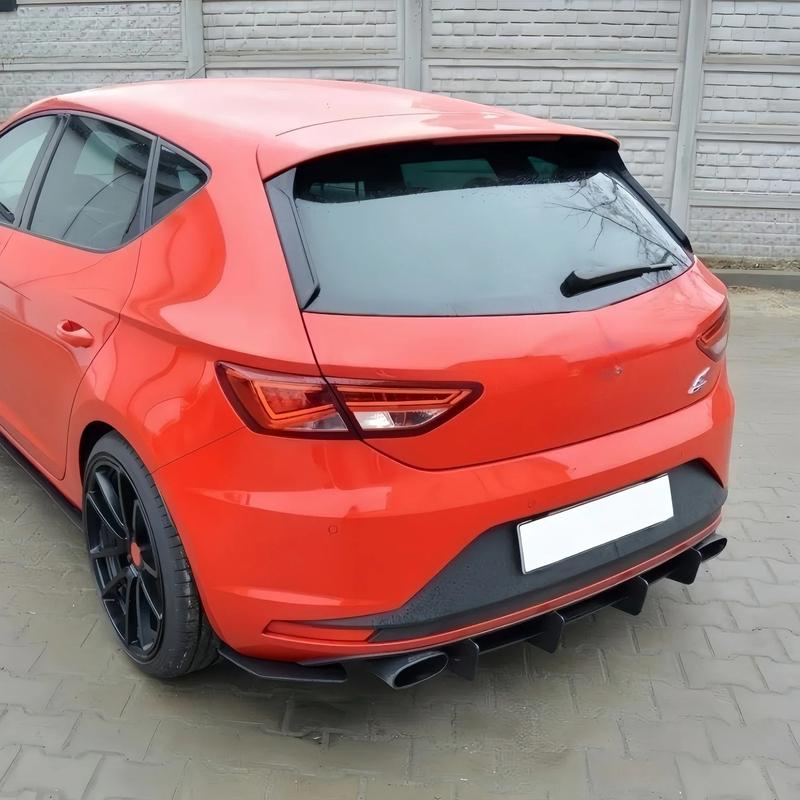 Glänzender Maxton Design Auto Heckstoßstangen Diffusor für Seat Leon MK3 5F Cupra 2012 2013 2014 2015 2016 Vor-Facelift Heck Seiten Splitter