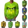 Men's Fashion Printed V-Neck Casual Long-Sleeved T-Shirt Bottoming Shirt Top