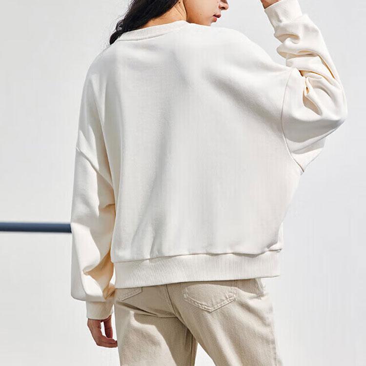 Anta Printed Letter Round Neck Pullover Sweatshirt Women sweatshirt White 962348707-1