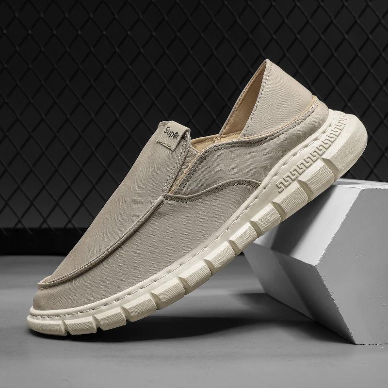 Tênis Masculino de Lona Slip-On Respirável - Tênis Casuais Confortáveis de Malha de Seda de Gelo para Primavera e Outono