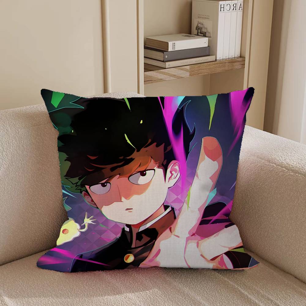 M-MOB PSYCHO 100 Cartoon Animation Pillow Covers Cartoon Sofa Decorative Home Double-sided Printing Short Plush Cute Cushion