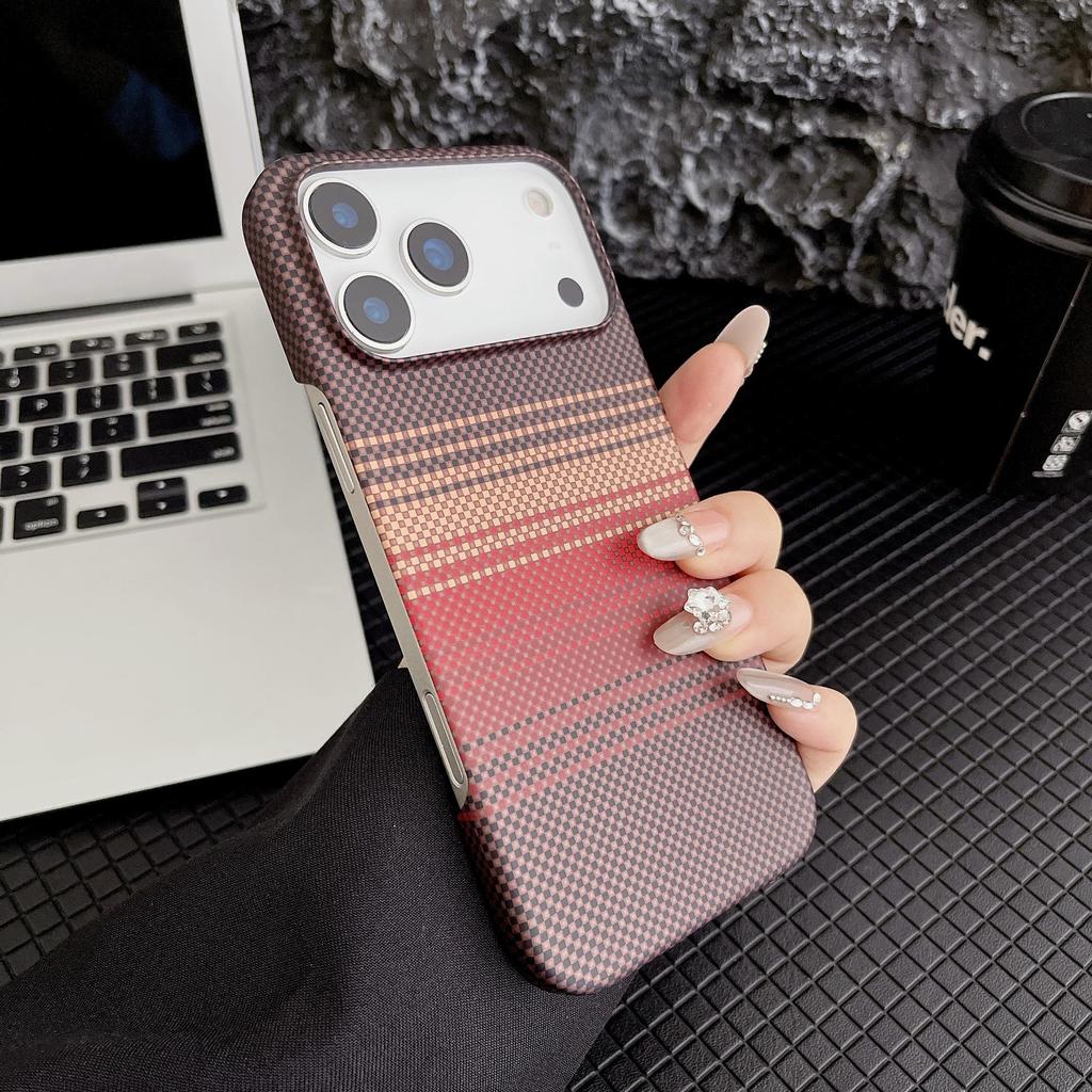 Luxury Half Carbon Fiber Protection Bumper Phone Case For iPhone 17 Air 16 15 PM 14 Plus 13 12 Pro Max 11 Hard PC Colorful Shockproof Protective Cover