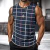 Canotta Uomo Retro Stampa 3D Quadri Righe Grafica Senza Maniche Girocollo Larga Streetwear Moda Estiva Canotte Casual