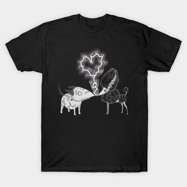

Men Black Print T-shirt Sparky And Persephone- Frankenwennie No-Cut Transfer Paper Print Cotton Tshirt 4XL чёрный