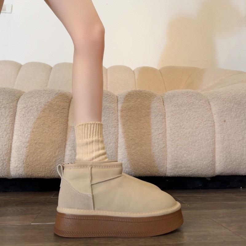 Huge good-looking snow boots winter velvet thickened warm platform cotton shoes one pedal short boots