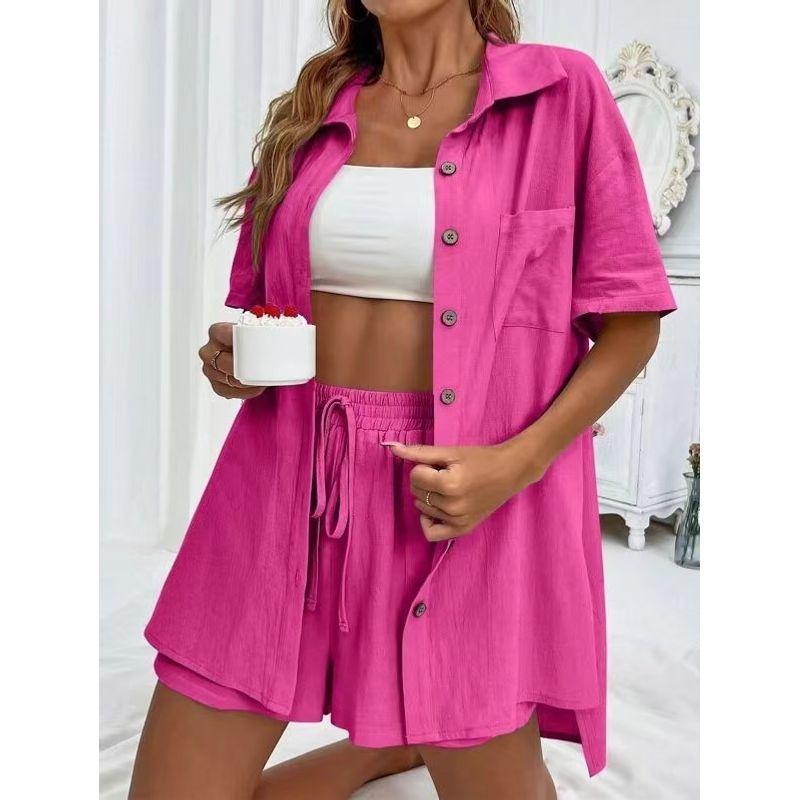 Fashion Style Casual Short Sleeve Shirt Shorts Suit Loose Fitting Shirt and Shorts Set