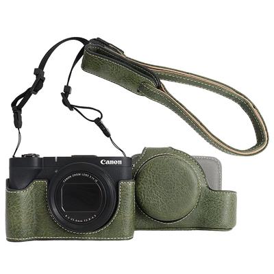 Funda de Cuero PU para Cámara Rieibi Canon V1 para Canon PowerShot V1 Funda Protectora Desmontable con Correa Ajustable para el Hombro, Cámara, Correa.