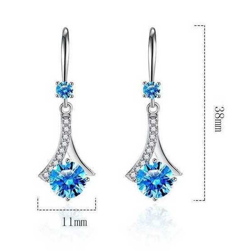 Sace Gems Copper Blue Zircon Drop Earrings for Women Chic and Elegant Wedding Party Gifts