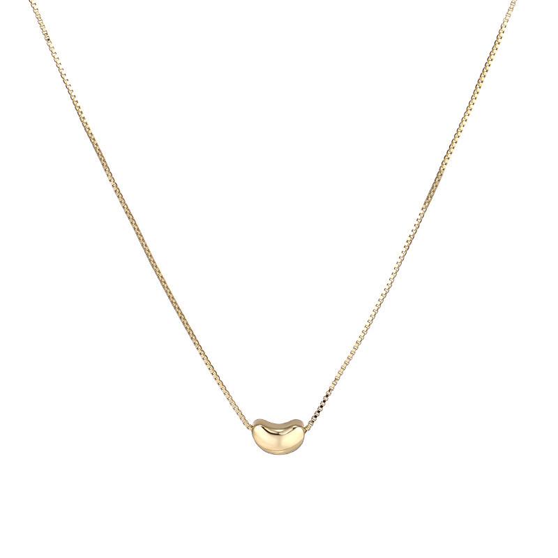Gold Bean Pendant Necklace - Women's Light Luxury Clavicle Chain, Sweet & Cool Niche Design, High-End Feel Accessory