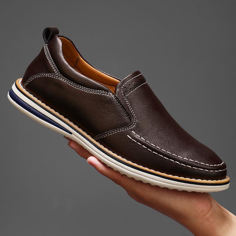 Genuine Leather Men's Shoes Fashion Breathable Men Casual Shoes Outdoor Flats Driving Shoes Large Size Men Loafers Sneakers