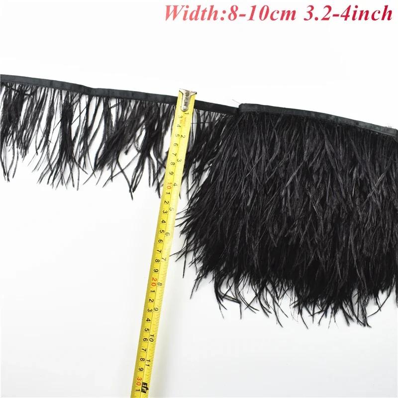 1Meters White Black Pheasant Feathers On Tape Ribbon Turkey Ostrich Fringe Feather Trim Goose Marabou Sewing Clothes DIY Plumes