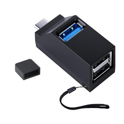 USB USB Port High Compact Type-C Hub, 3-Port Type-C Hub, 3.0 + 2.0 Combo, Ultra-Small, Expansion, Speed, Lightweight, Portable, 1-Piece (Black)