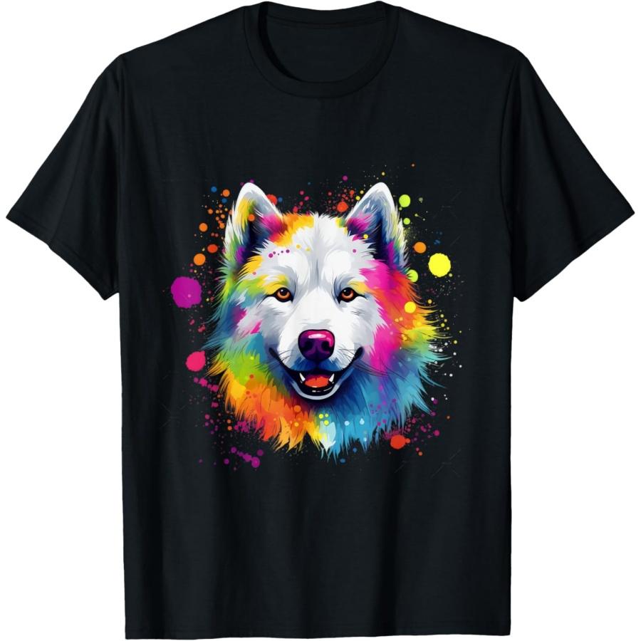 Samoyed Lovers Colorful Pop Art Samoyed Dog T-Shirt S