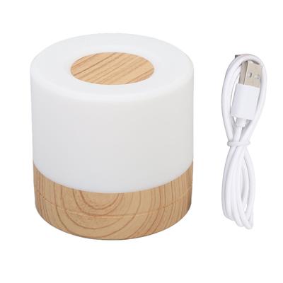 LED Night Light Rechargeable 3 Color Temperatures Stepless Dimmable Touch Night Lamp Wood Grain Pattern