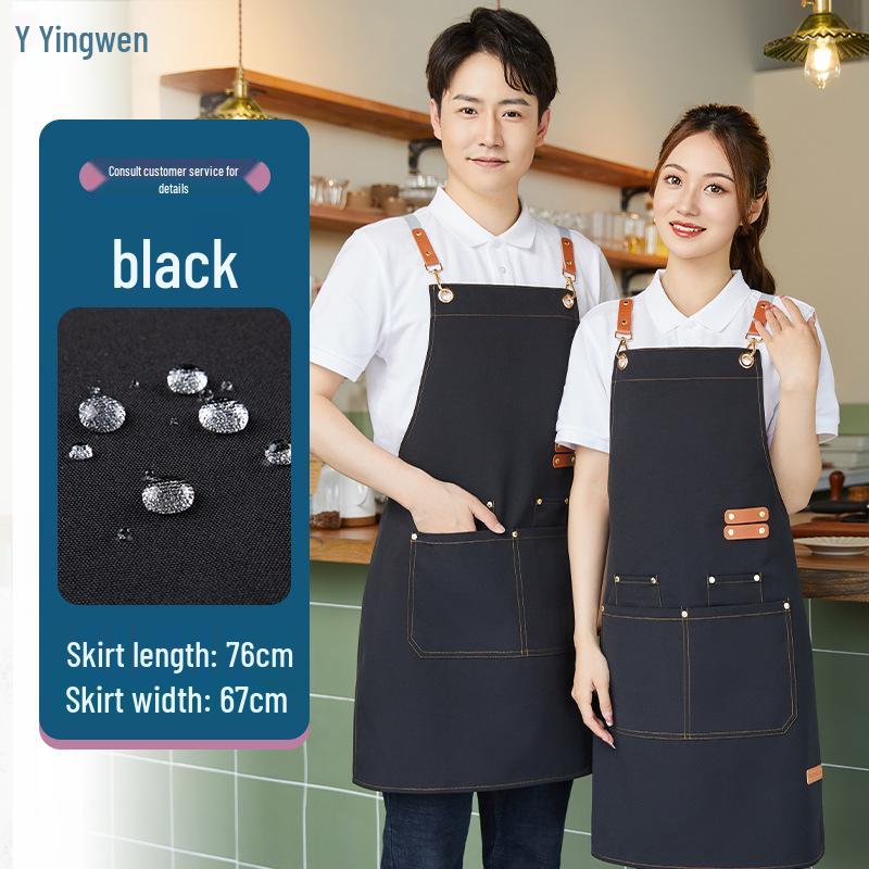 Trendy Waterproof Canvas Apron with Custom Logo for Hospitality or Retail Workers