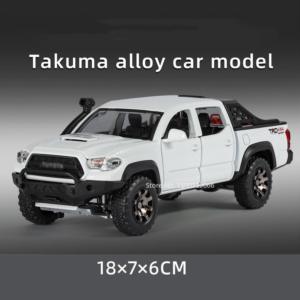 1:32 Alloy Tacoma Toys Diecast Models Cars with Light Music Pull Back Miniature Car Rubber Tires Vehicles for Kids Xmas Gifts