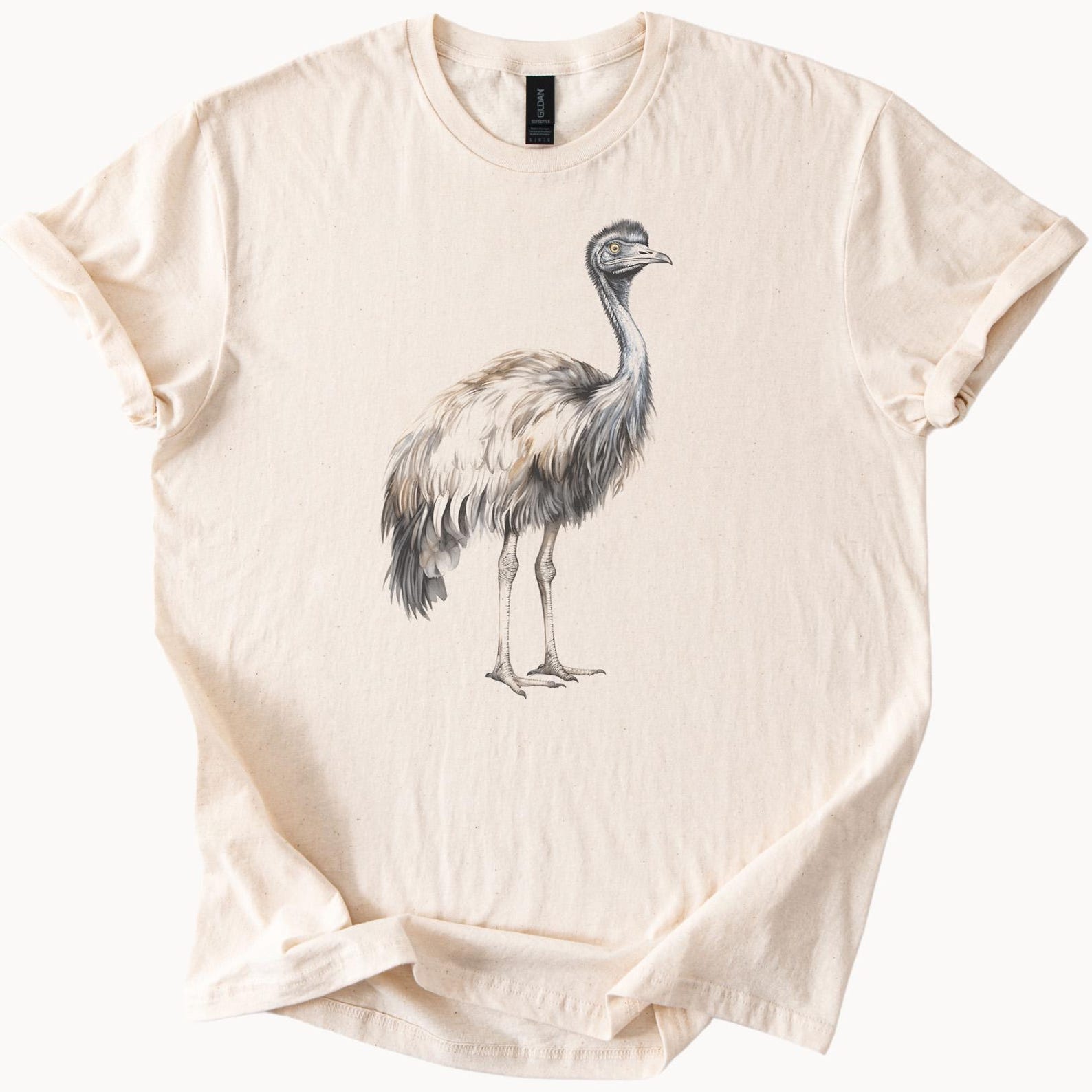 Emu Graphic T Shirt Realistic Bird Illustration Animal Lover Nature Art Tee Australian Wildlife Shirt Unique Gift for Birdwatcher 100