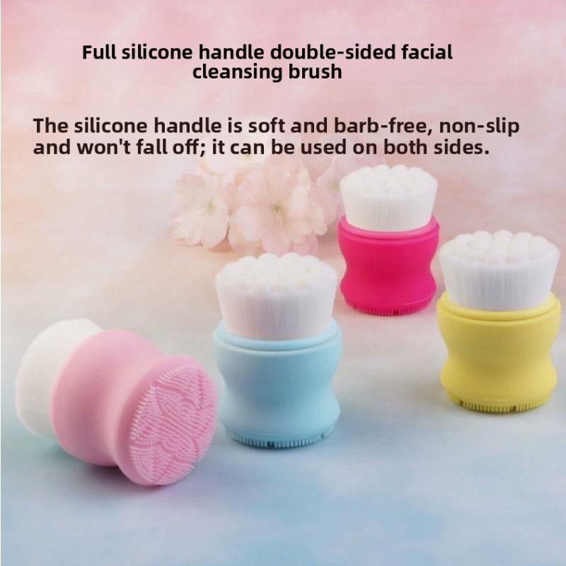 Silicone Facial Cleansing Brush, Manual Pore Cleaning, Blackhead Removal, Soft Bristle Beauty Cleansing Brush