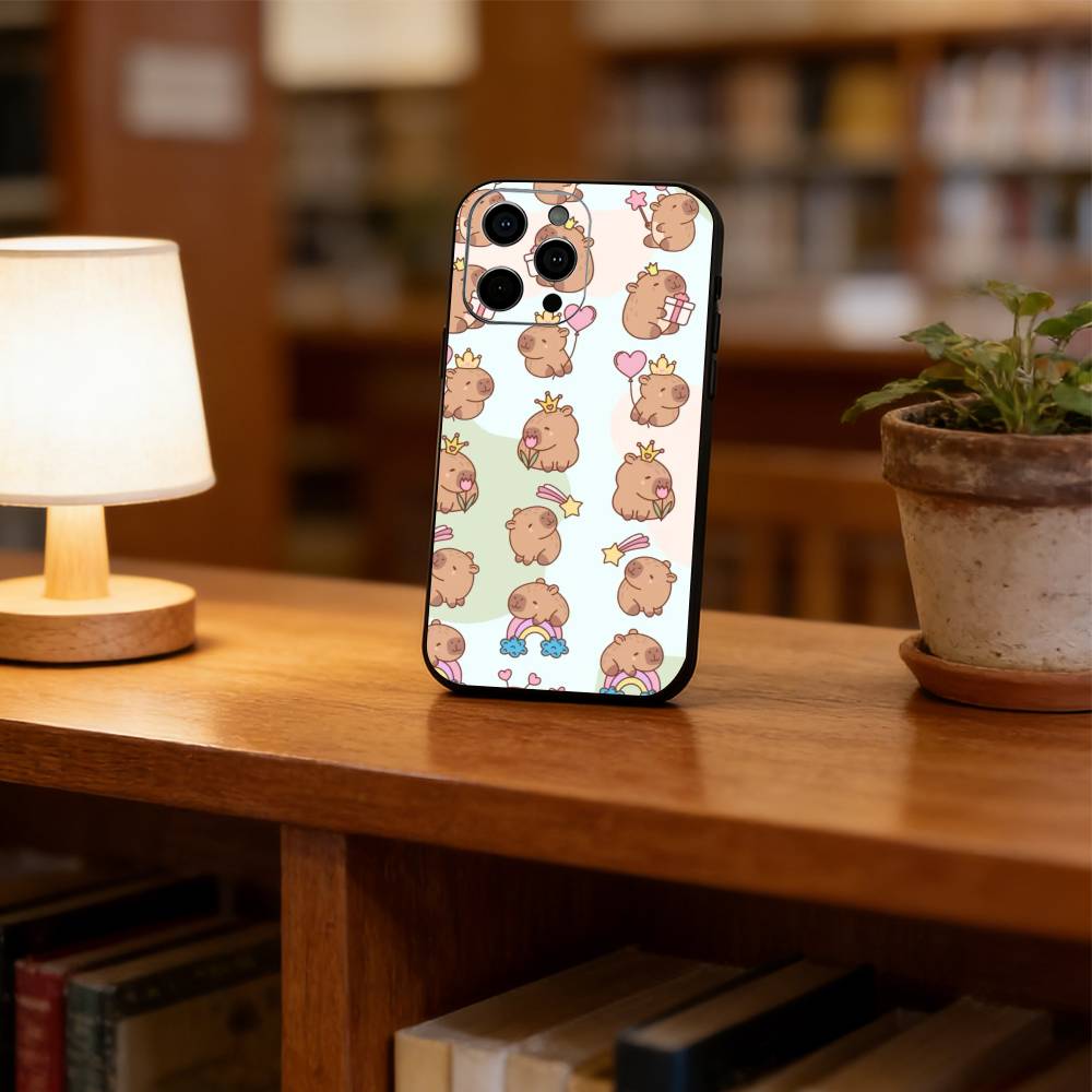 

Capybara Illustration Phone Case Silicone Soft For IPhone 17 16 15 14 13 12 11 X XR Plus Pro Max Plus iPhone15Pro