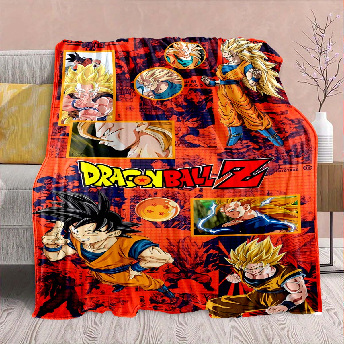 

Фланелевое одеяло из аниме Dragon Ball - Мягкое, теплое, идеально подходит для дивана, постельного белья, кемпинга, путешествий, офиса, домашнего декора -QJY 75x90cm