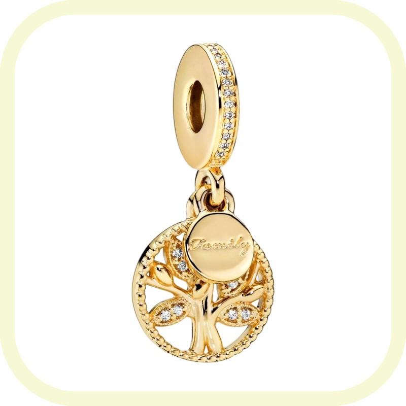New Golden Flowers Collection Charm Bead Lucky Shamrock Rose in Bloom Daisy Flower Safety Chain Compatible With Authentic Bracelets Do It Yourself Jew