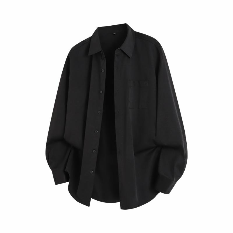 Spring And Autumn Men'S Solid Color Long Sleeve Shirt Men'S Casual Loose Long Sleeve Shirt Jacket