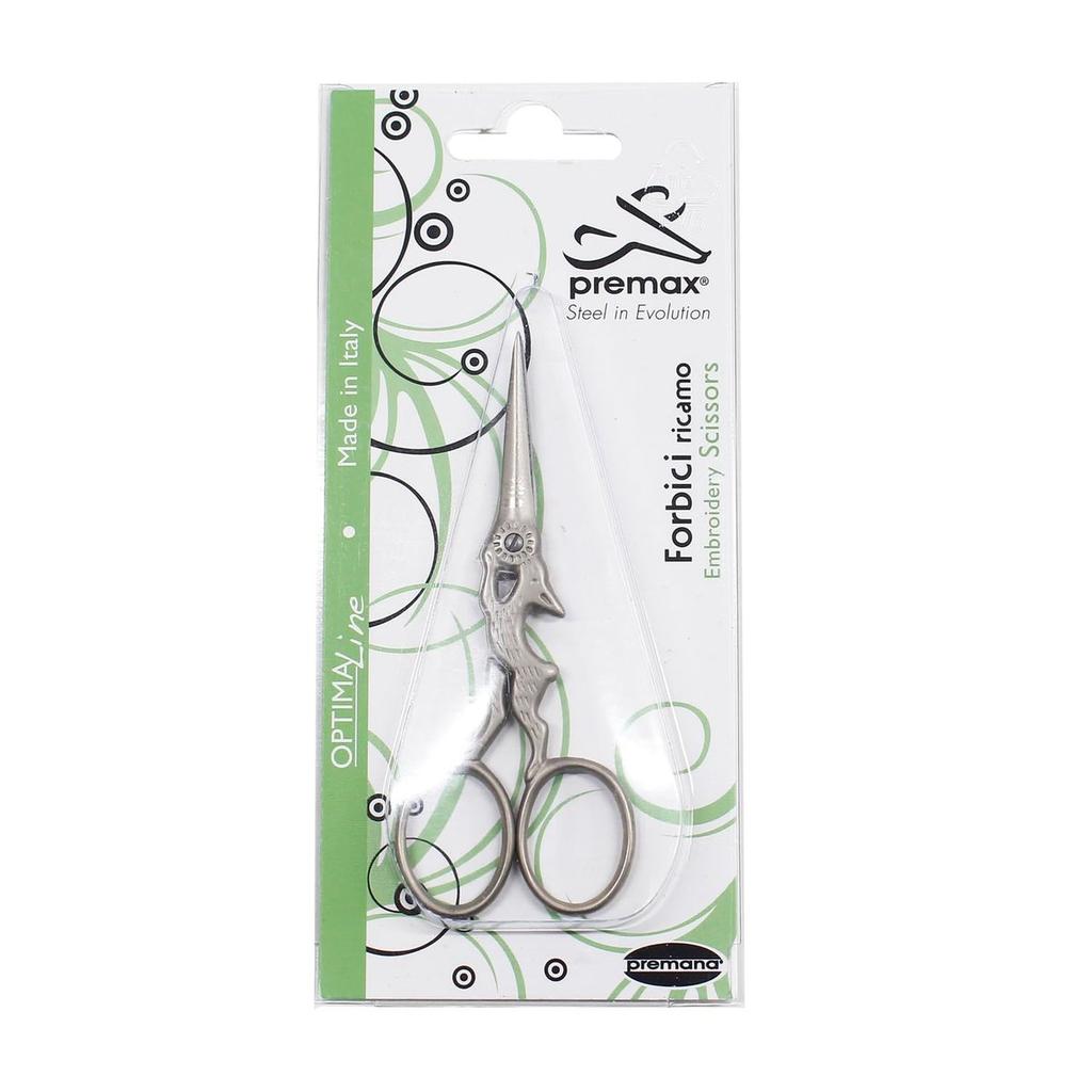Premax Embroidery Scissors, Rabbit Design, Matte Silver, 10cm