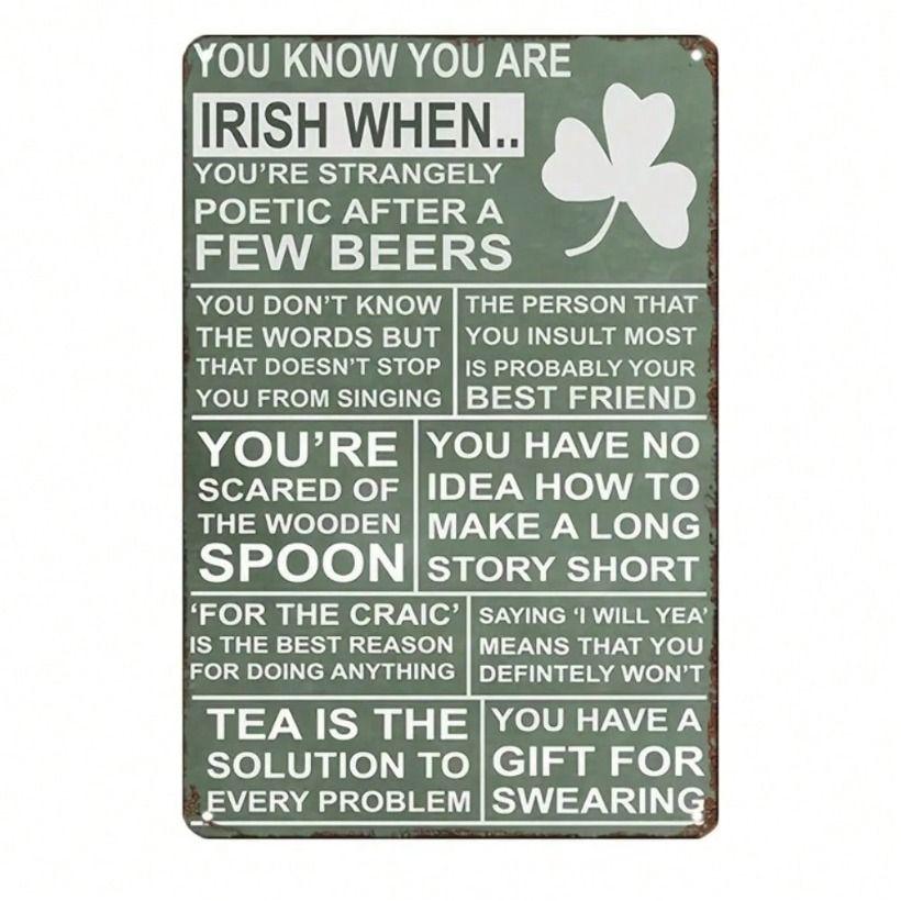 

**Metal Sign Irish Vintage Wall Decor 20x30 cm Waterproof Bar Man Cave Pub**